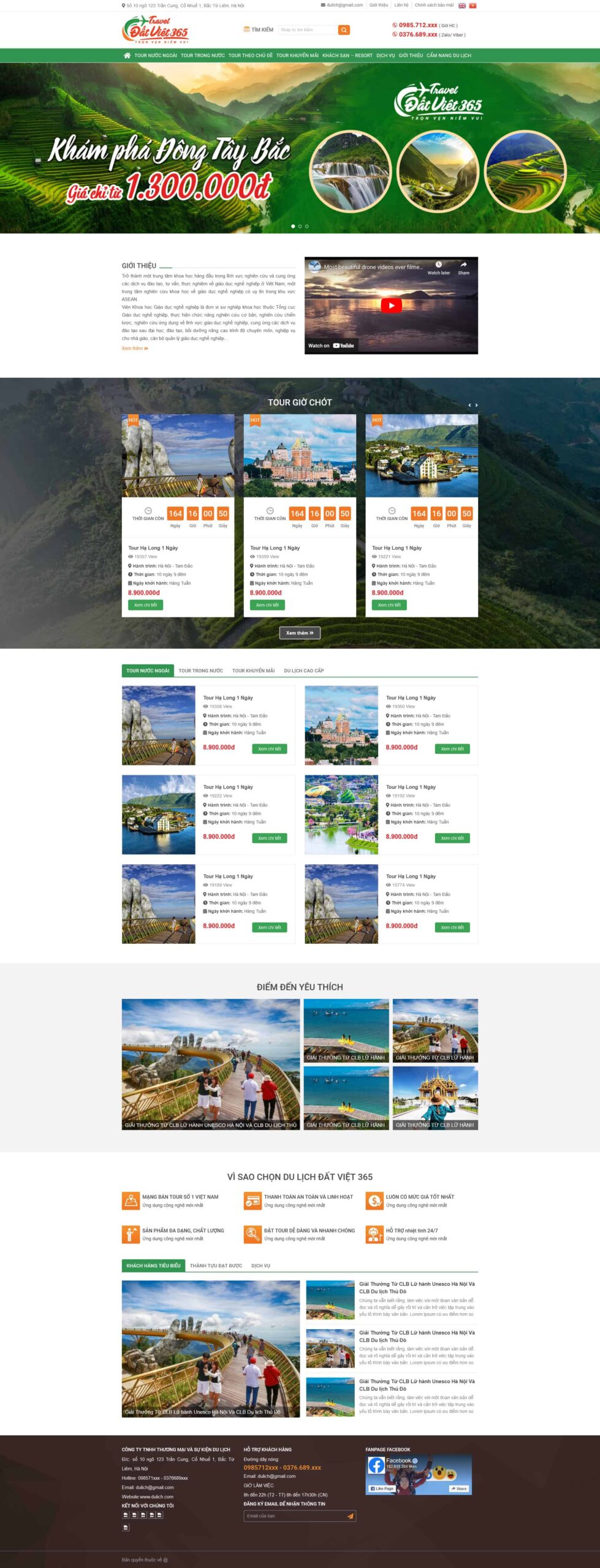 Website Du Lịch 13 giao diện bán tour Đông Tây Bắc và tour Hạ Long chuyên nghiệp.