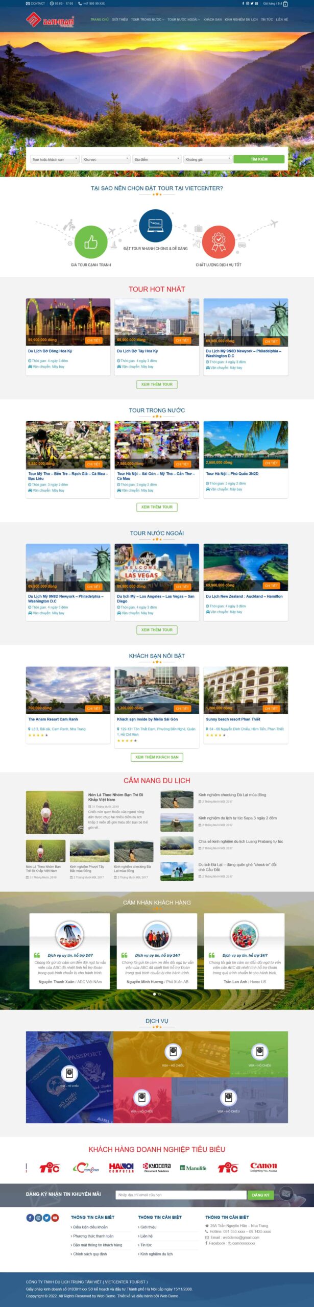 Website Du Lịch 17 giao diện bán tour và khách sạn chuyên nghiệp.