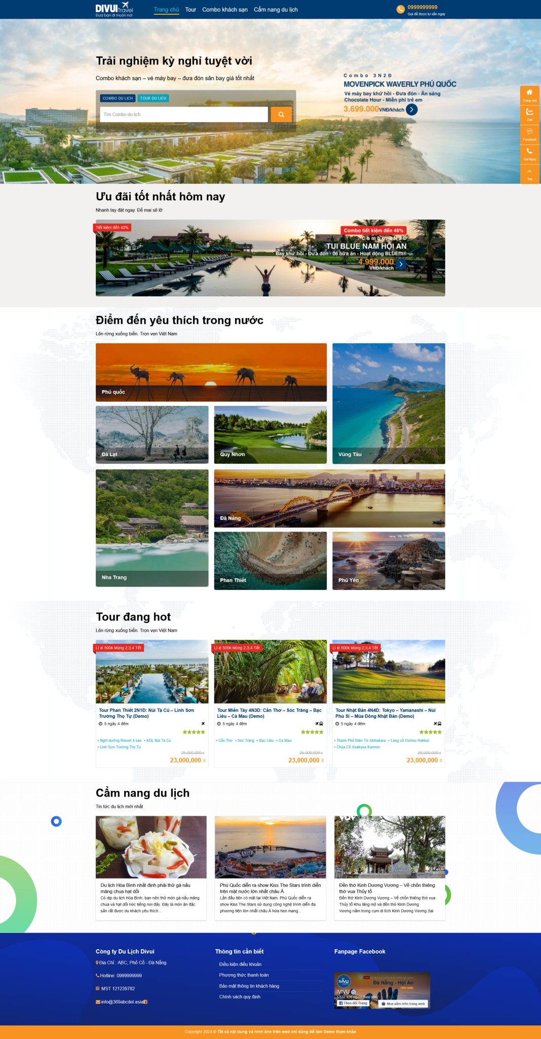Website Du Lịch Tour Ivivu giao diện website du lịch bán combo tour chuyên nghiệp