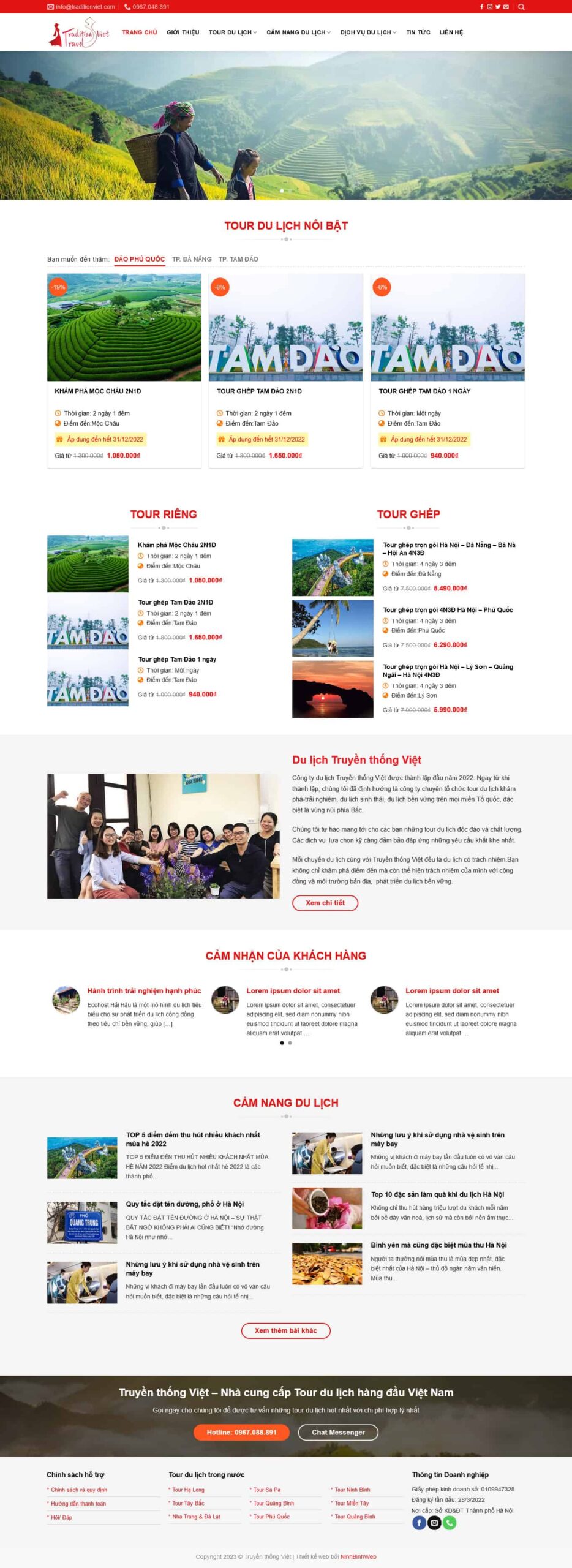 Website Du Lịch Truyền Thống giao diện bán tour và cẩm nang du lịch chuyên nghiệp.