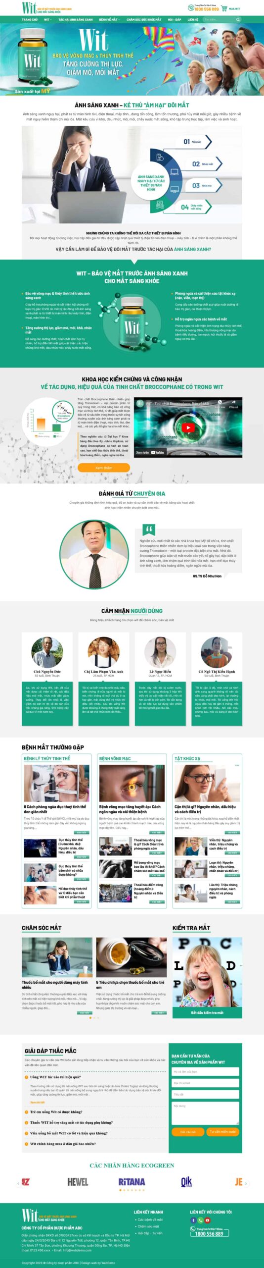 Website Dược Phẩm Nhà Thuốc 08 giao diện landing page dược phẩm bảo vệ mắt chuẩn SEO cho doanh nghiệp kinh doanh sức khỏe