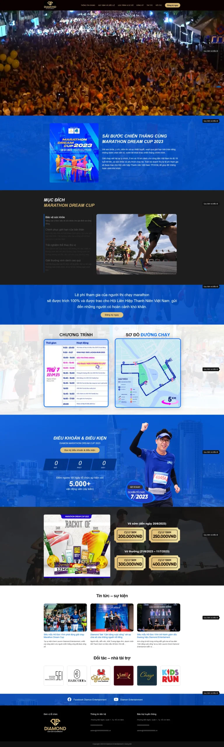 Website Giải Chạy Marathon giao diện website tin tức sự kiện chạy bộ marathon chuyên nghiệp