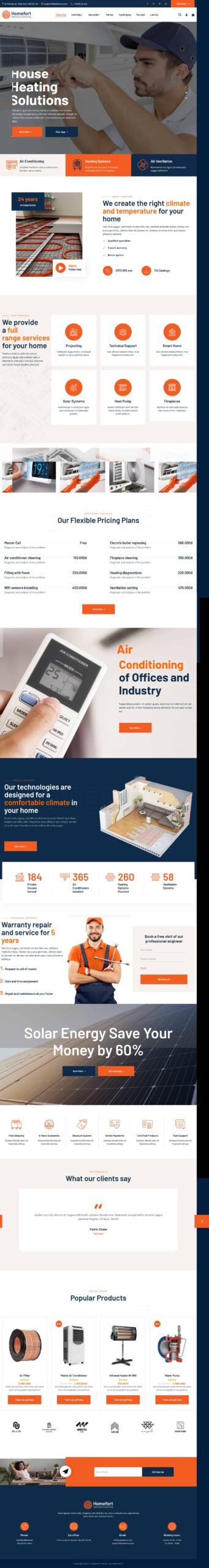 Website Giới Thiệu Công Ty Điện Lạnh 05 giao diện dịch vụ điện lạnh hiện đại chuyên nghiệp