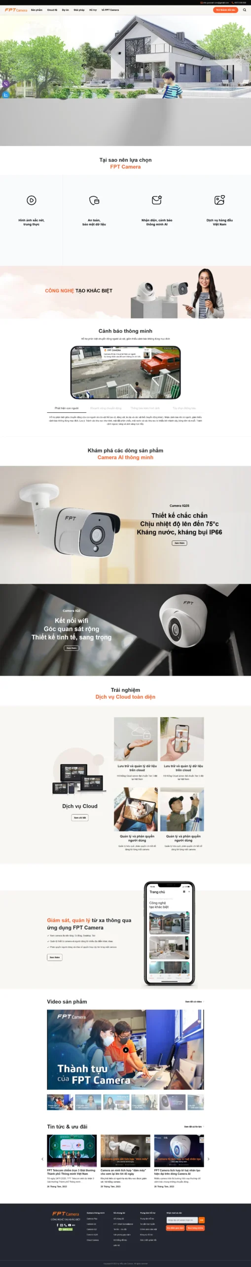 Website Giới Thiệu FPT Camera giao diện website tin tức giới thiệu giải pháp camera an ninh chuyên nghiệp