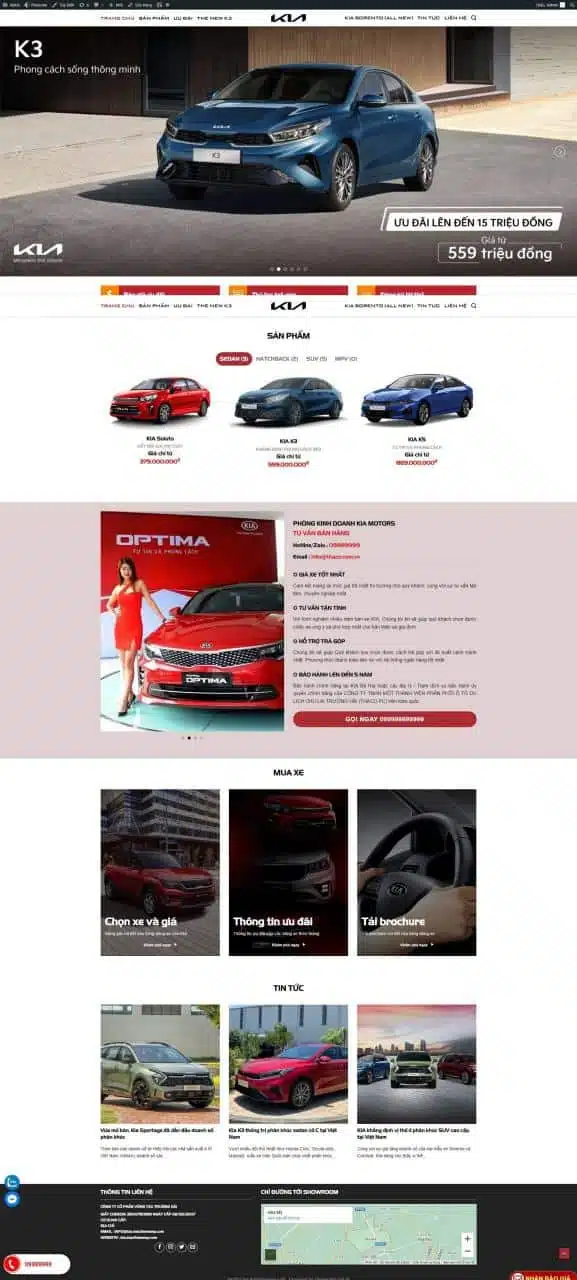 Website Hãng Xe KIA giao diện website hãng xe ô tô chuyên nghiệp