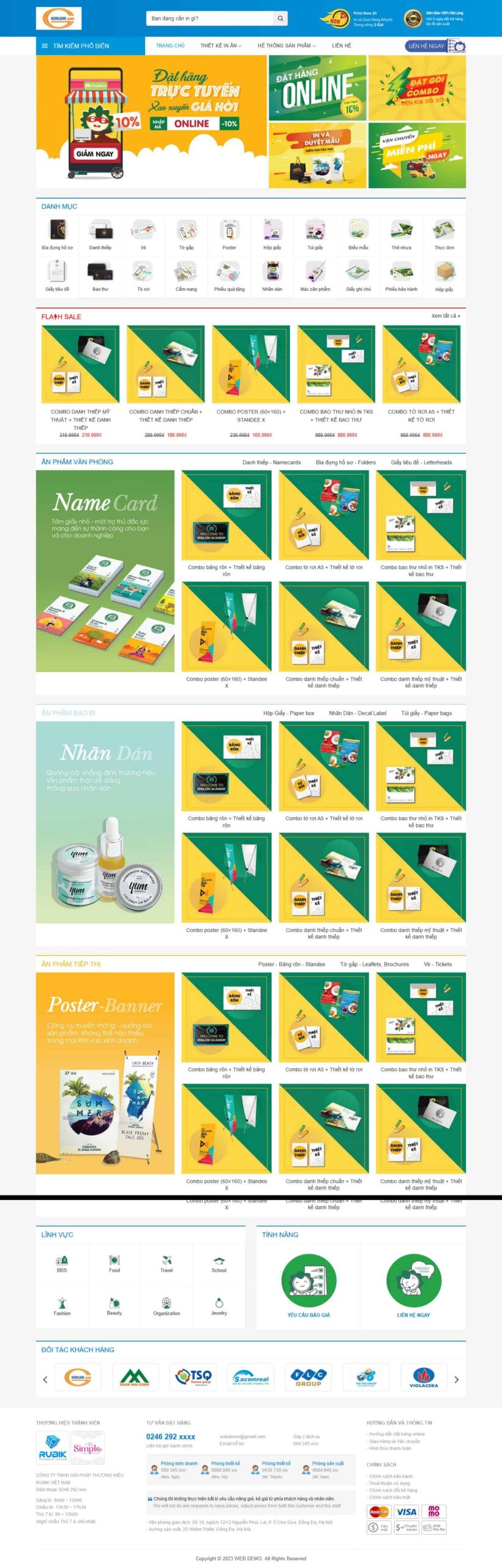 Website In Ấn 4 – giao diện website dịch vụ in ấn chuyên nghiệp, bố cục rõ ràng, dễ đặt hàng.