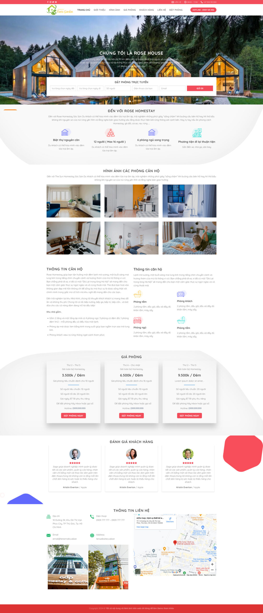 Website Khách Sạn 03 giao diện website khách sạn homestay hỗ trợ đặt phòng trực tuyến và giới thiệu không gian lưu trú