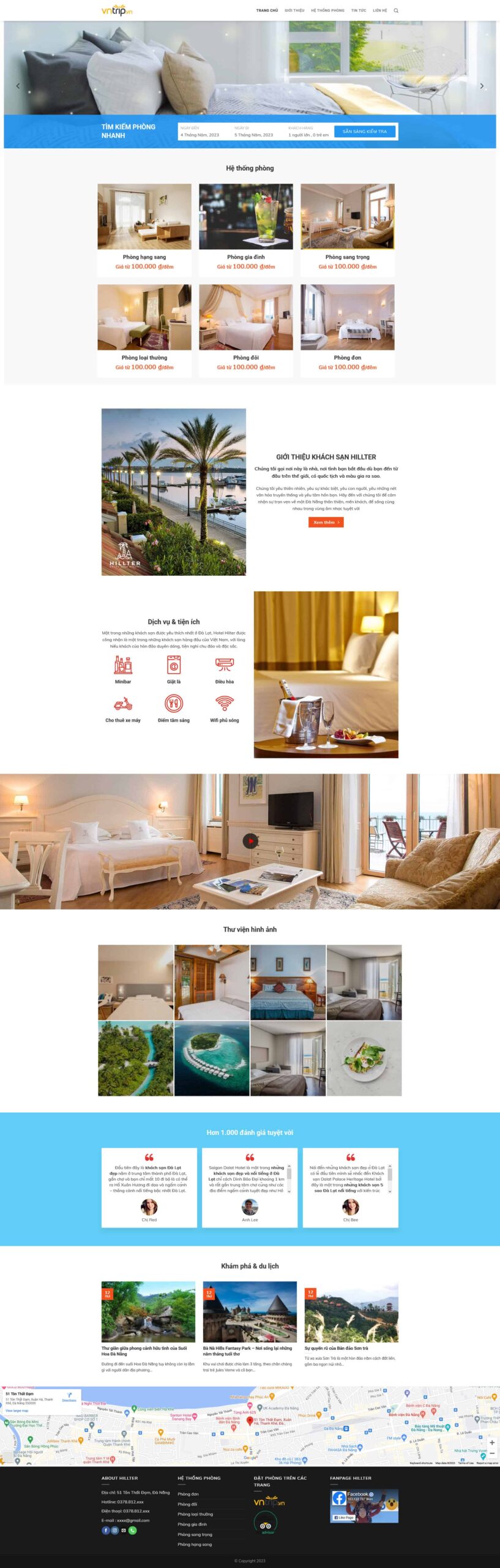 Website Khách Sạn 05 giao diện website khách sạn hiện đại hỗ trợ tìm kiếm và đặt phòng trực tuyến