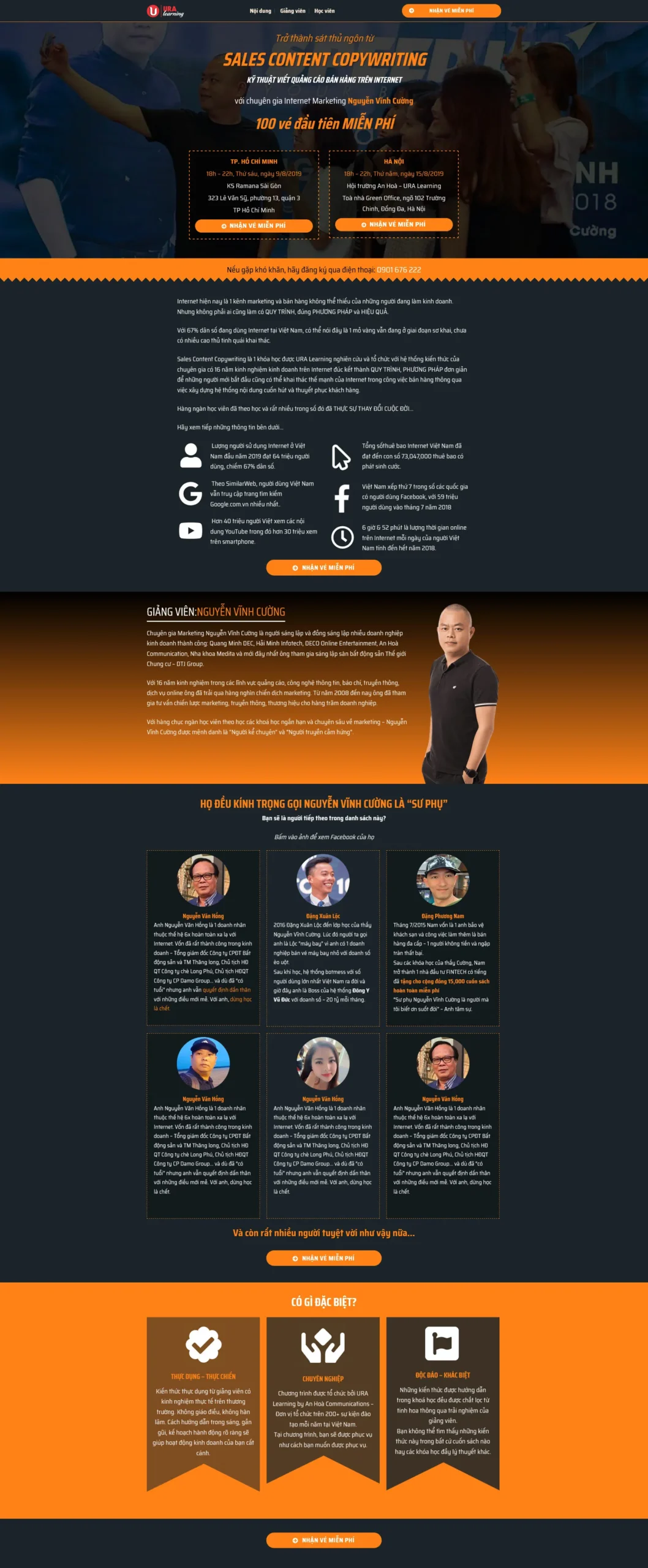 Website Khóa Học 03 giao diện website giáo dục landing page đào tạo marketing và sales content chuyên nghiệp