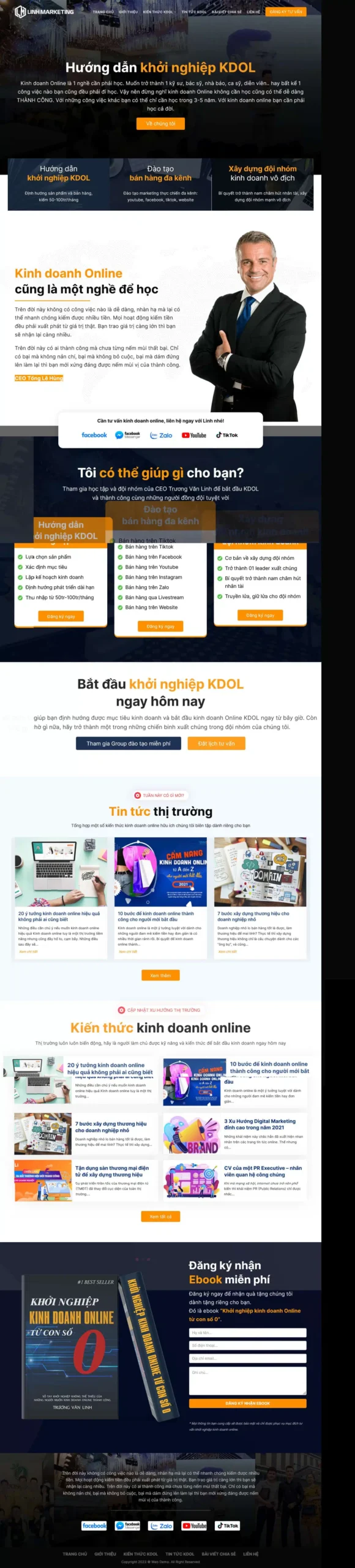 Website Khóa Học Kdol giao diện website giáo dục đào tạo kinh doanh online và khởi nghiệp KDOL chuyên nghiệp