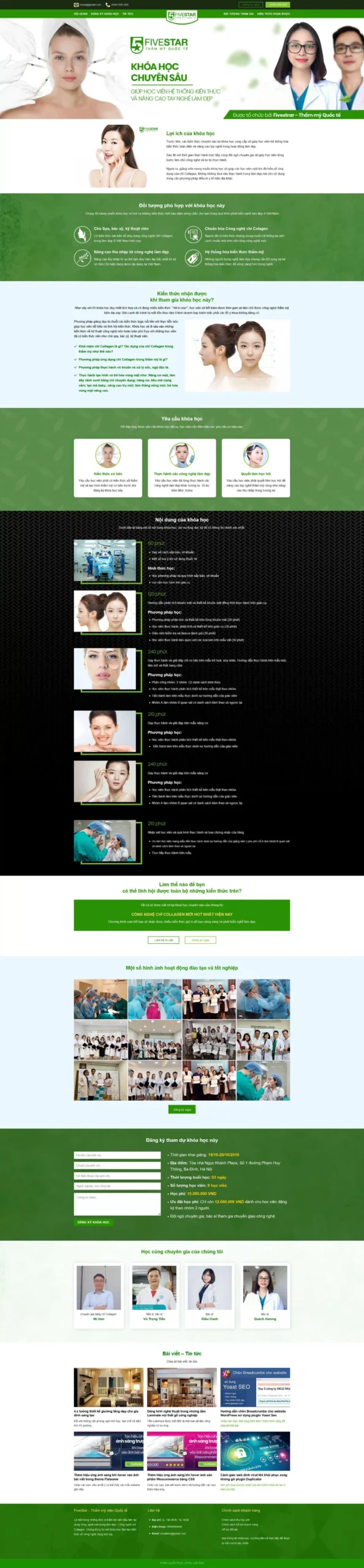 Website Khóa Học Làm Đẹp – giao diện trung tâm đào tạo thẩm mỹ chuyên nghiệp