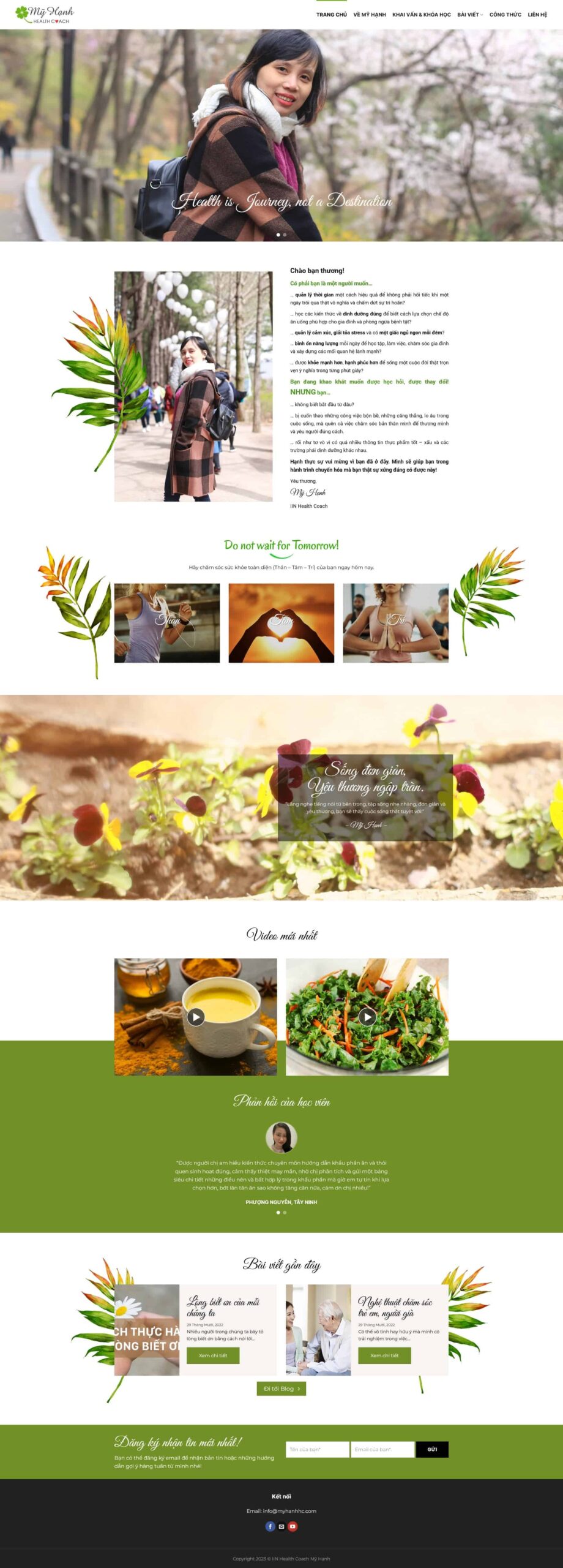 Website Khóa Học Sức Khỏe – giao diện website giáo dục cho khóa học sức khỏe và dinh dưỡng