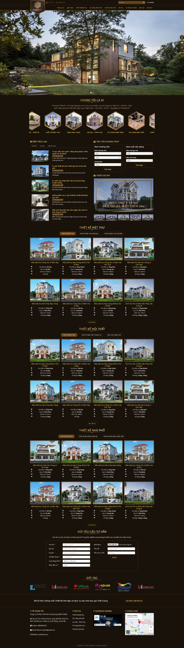 Giao diện Website Kiến Trúc Biệt Thự 02 chuẩn SEO cho công ty thiết kế kiến trúc