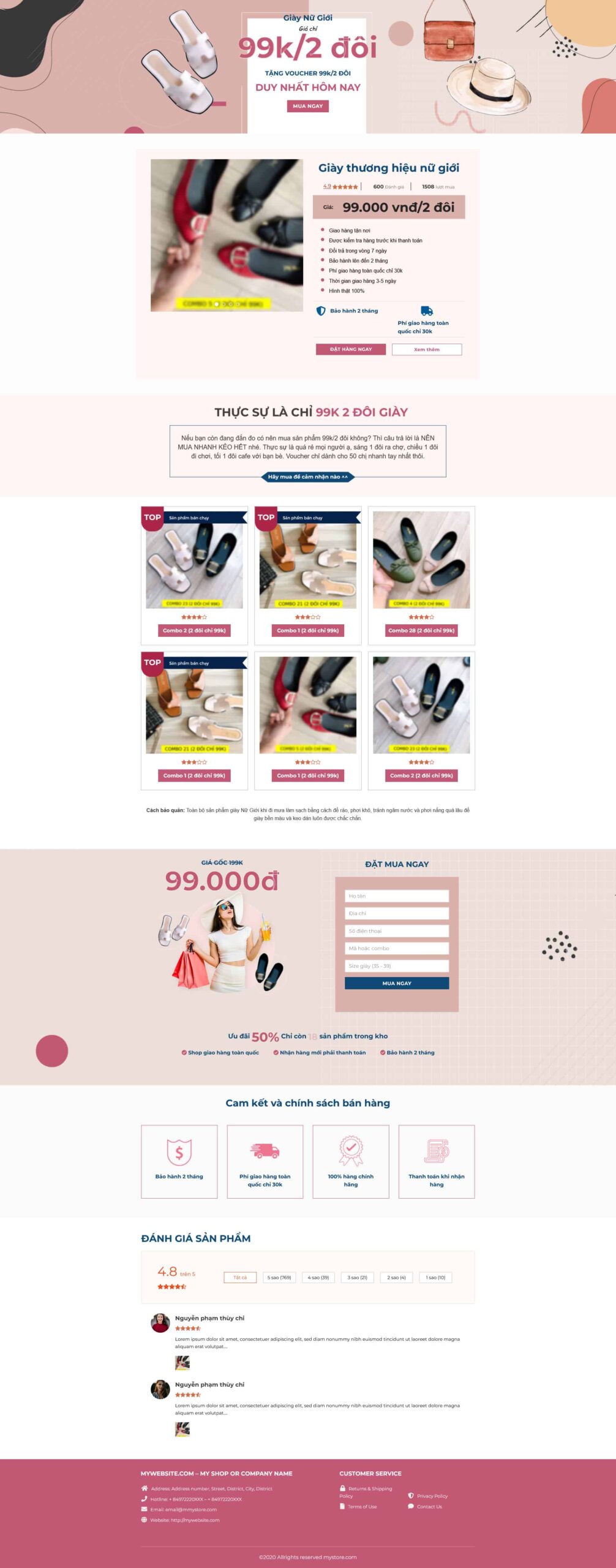 Website Landing Page Bán Dép bán giày dép nữ giá ưu đãi