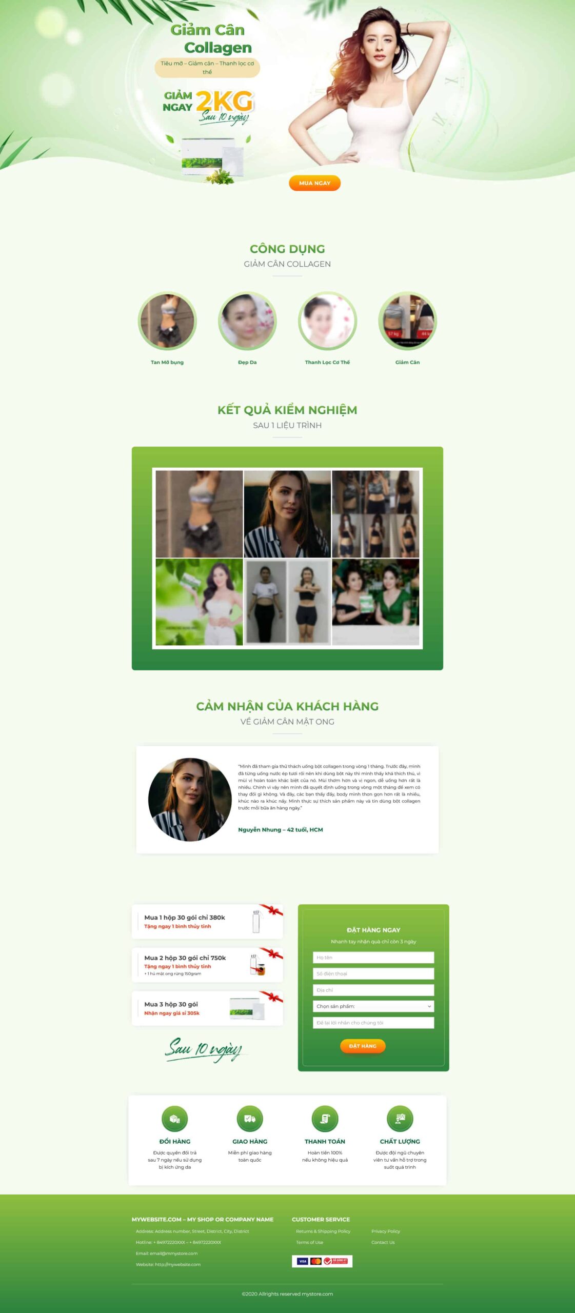 Website Landing Page Bột Giảm Cân mẫu website bán hàng thực phẩm giảm cân và collagen