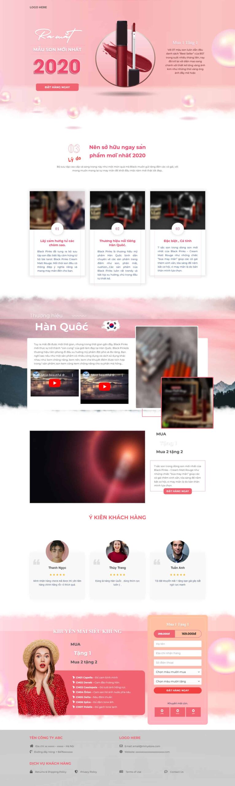 Website Landing Page Giới Thiệu Son Môi giao diện landing page bán hàng son môi chuẩn chuyển đổi