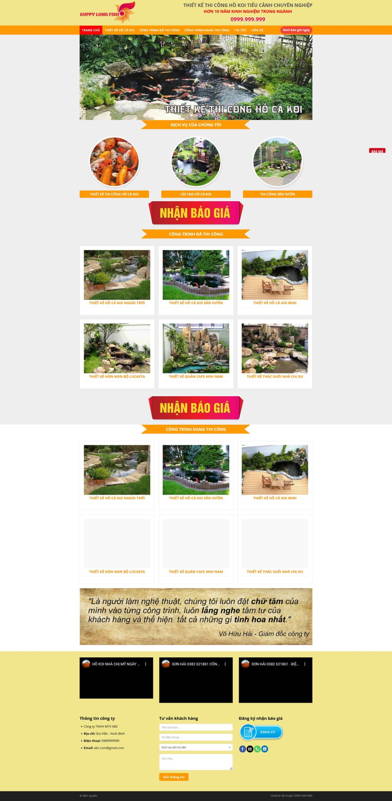 Website Landing Page Hồ Cá Koi thiết kế thi công hồ cá Koi chuyên nghiệp