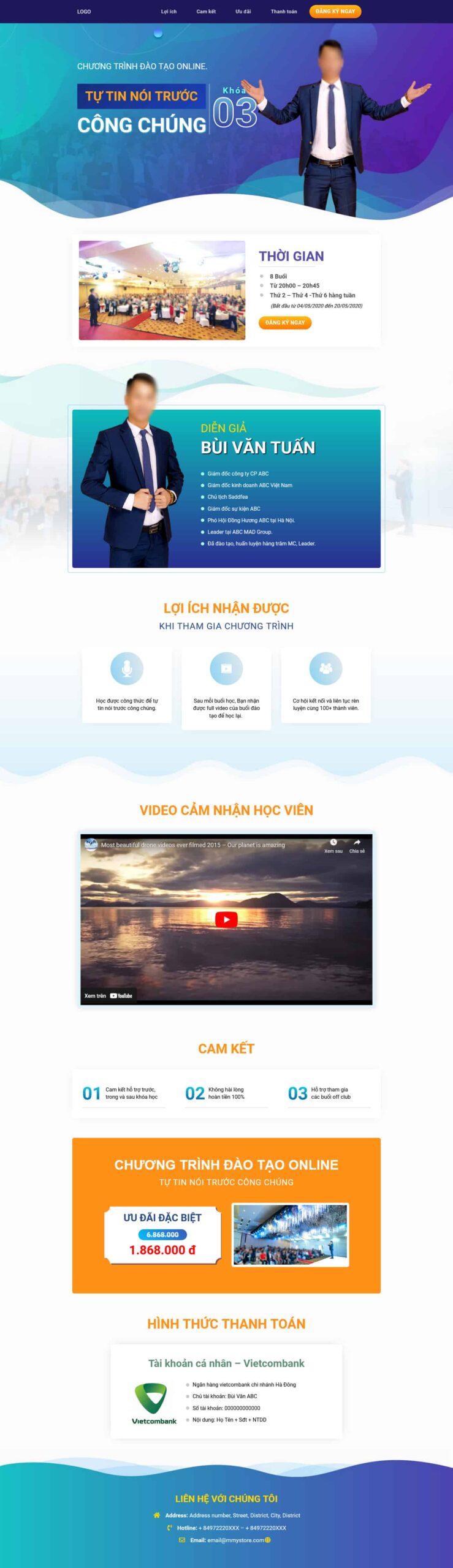 Website Landing Page Khóa Học 02 giới thiệu chương trình đào tạo online