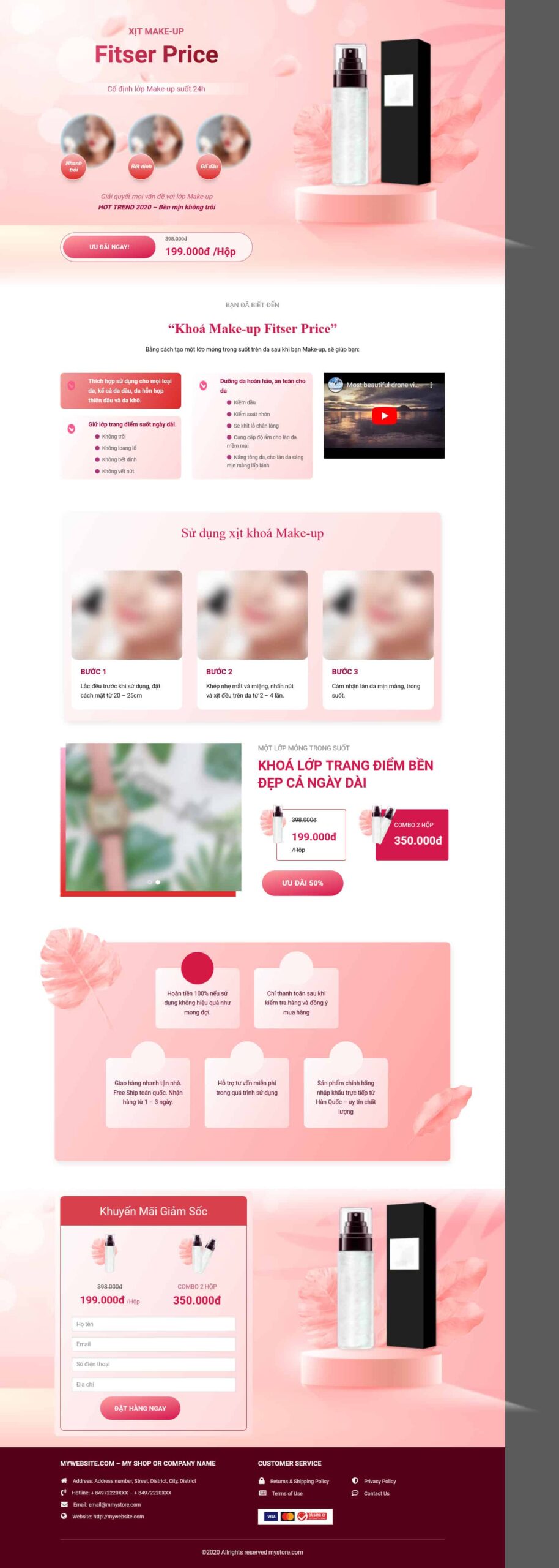 Website Landing Page Khóa Học Trang Điểm giới thiệu sản phẩm khóa make-up