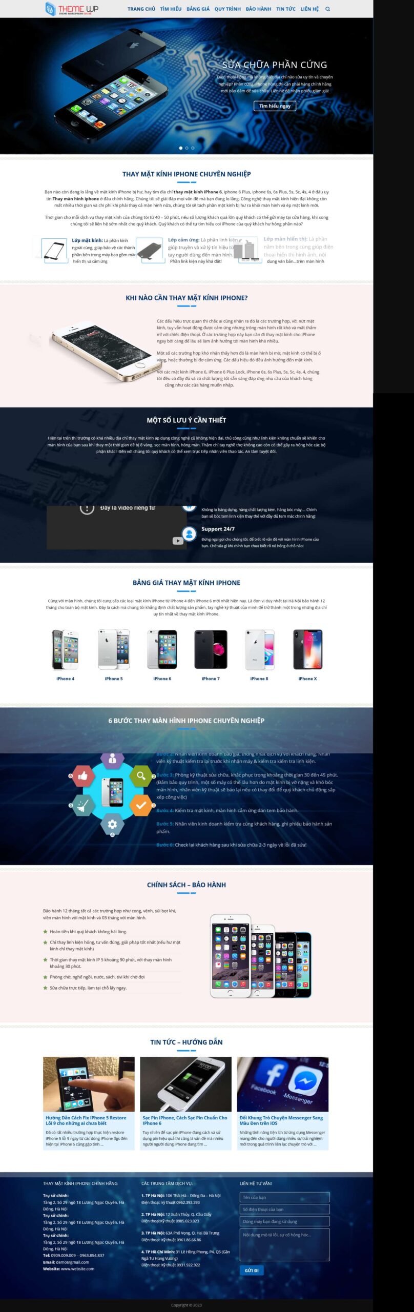 Website Landing Page Màn Hình Điện Thoại dịch vụ thay màn hình iPhone chuyên nghiệp