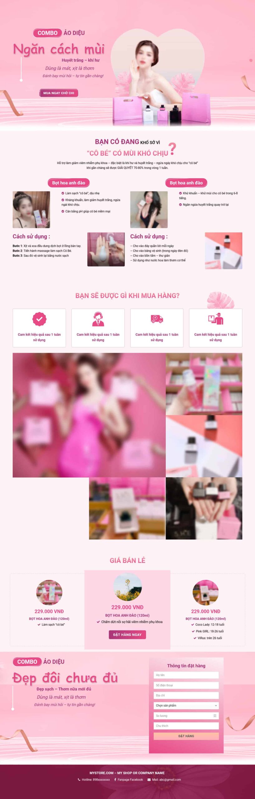Website Landing Page Mỹ Phẩm Xịt Thơm giao diện landing page bán hàng mỹ phẩm xịt thơm chuẩn chuyển đổi