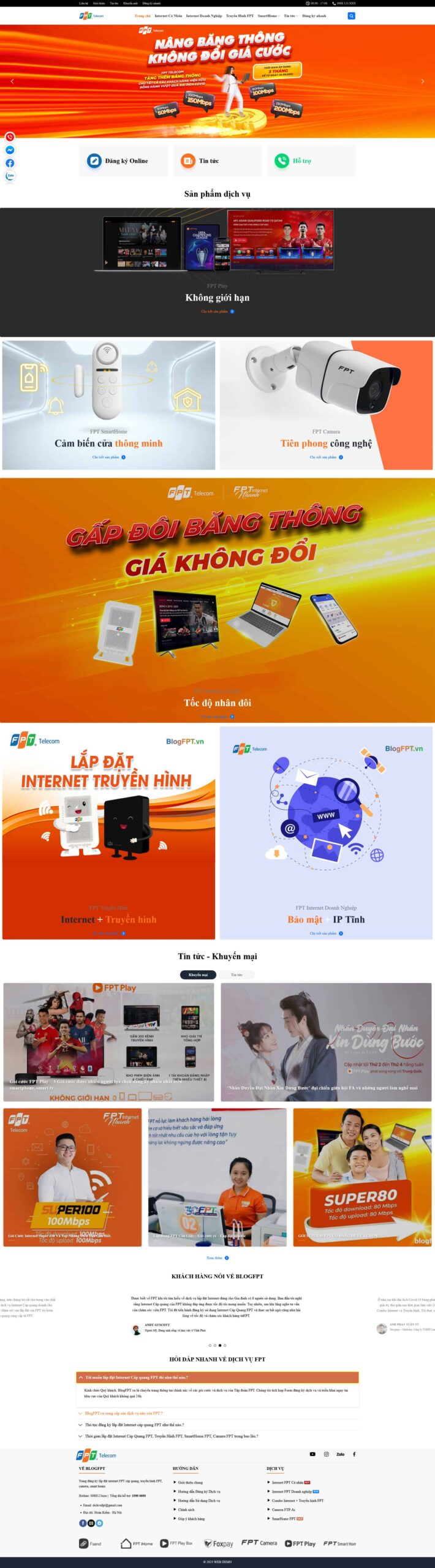 Website Lắp Mạng FPT 01 – giao diện website dịch vụ lắp mạng Internet và truyền hình FPT chuyên nghiệp.