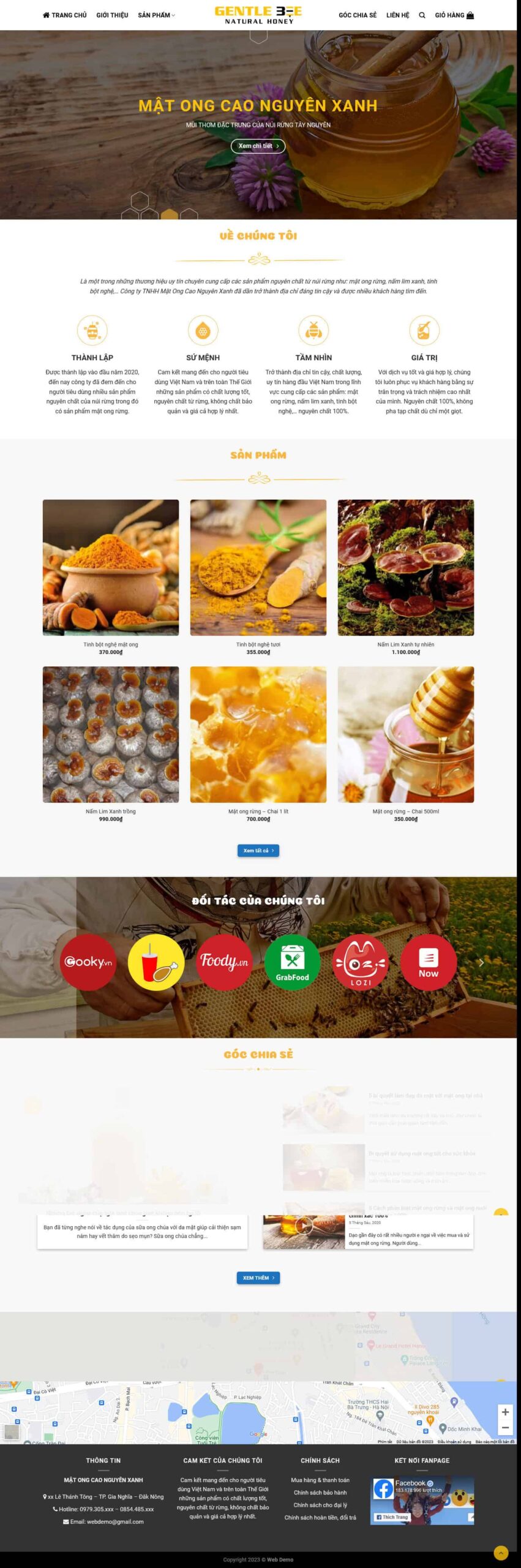 Website Mật Ong 03 giao diện website bán mật ong rừng và sản phẩm thiên nhiên chuẩn SEO cho doanh nghiệp kinh doanh sức khỏe