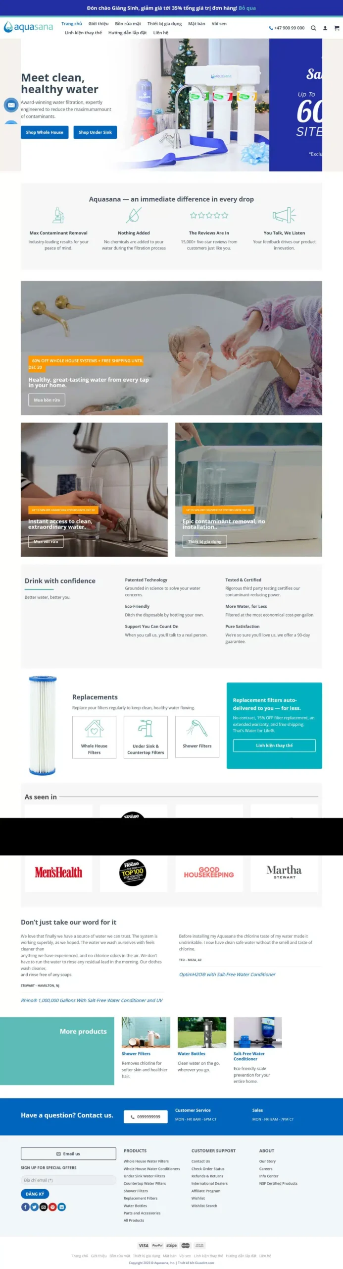 Website Máy Lọc 04 – giao diện website bán máy lọc nước Aquasana chuyên nghiệp
