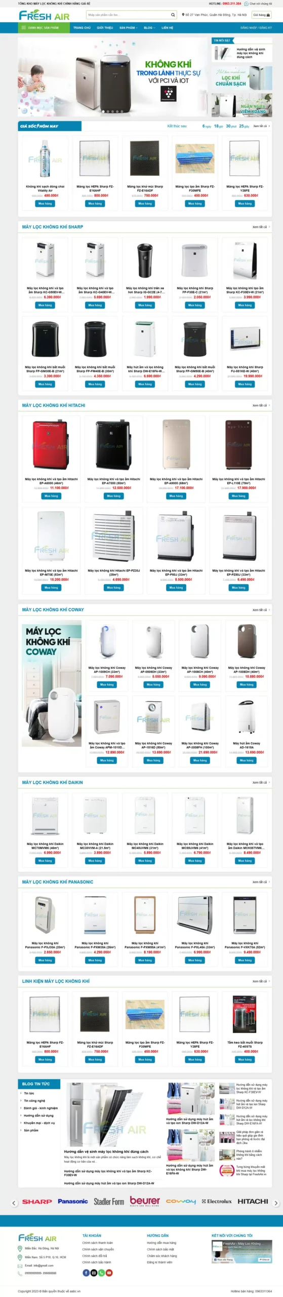 Website Máy Lọc Khí 04 – giao diện website bán máy lọc không khí chuyên nghiệp