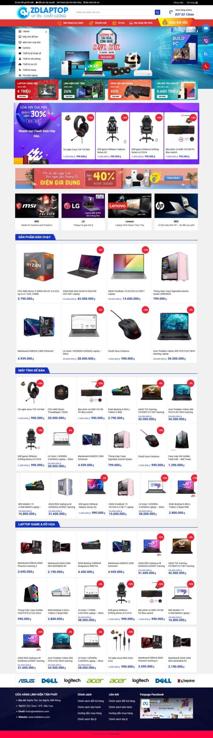 Website Máy Tính 03 giao diện website bán hàng máy tính và linh kiện công nghệ chuyên nghiệp