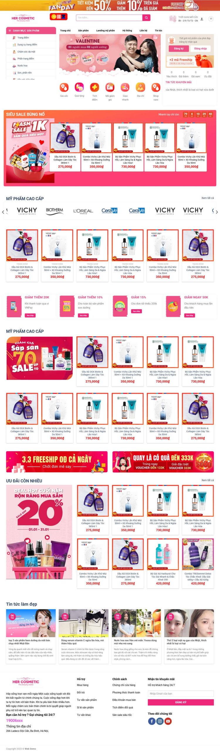 Website Mỹ Phẩm 19 giao diện website bán hàng mỹ phẩm khuyến mãi chuyên nghiệp