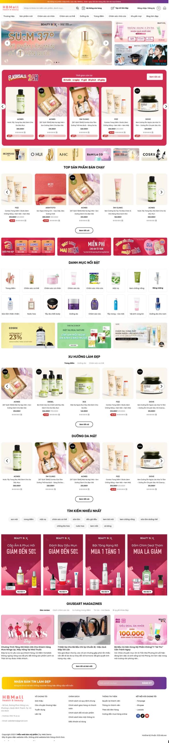 Website Mỹ Phẩm 21 giao diện website bán hàng mỹ phẩm chuyên nghiệp