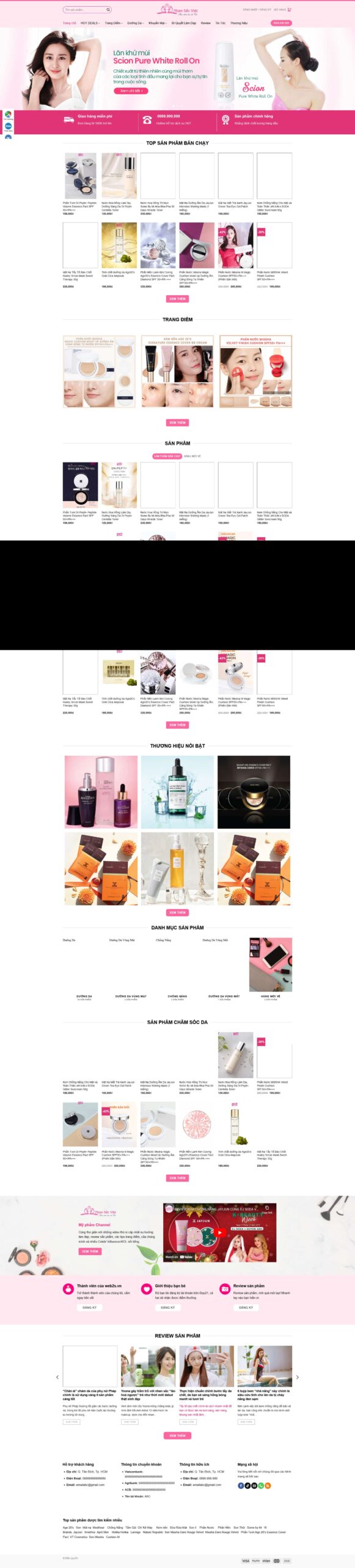 Website Mỹ Phẩm 5 giao diện website bán hàng mỹ phẩm hiện đại chuyên nghiệp