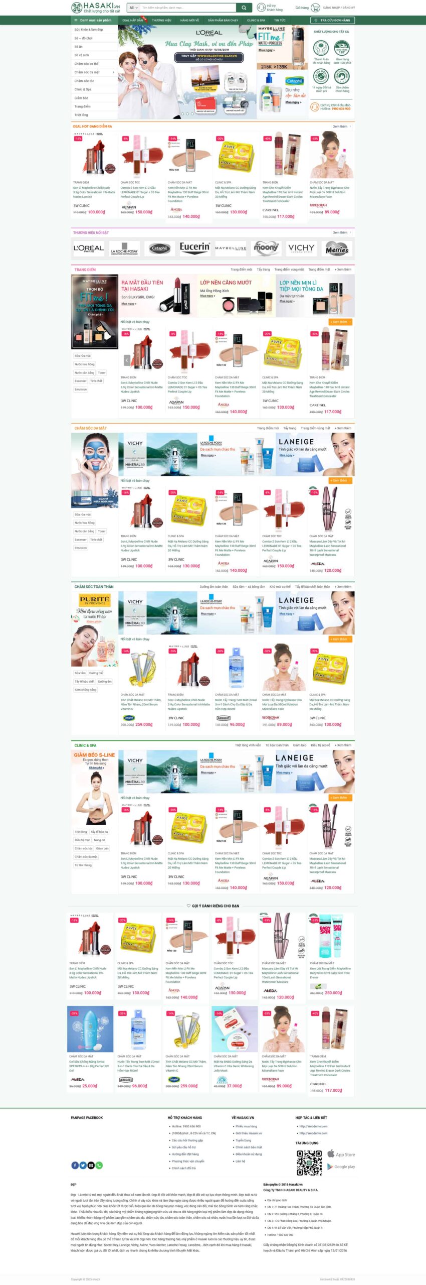 Website Mỹ Phẩm Hasaki giao diện website bán hàng mỹ phẩm đa thương hiệu chuyên nghiệp