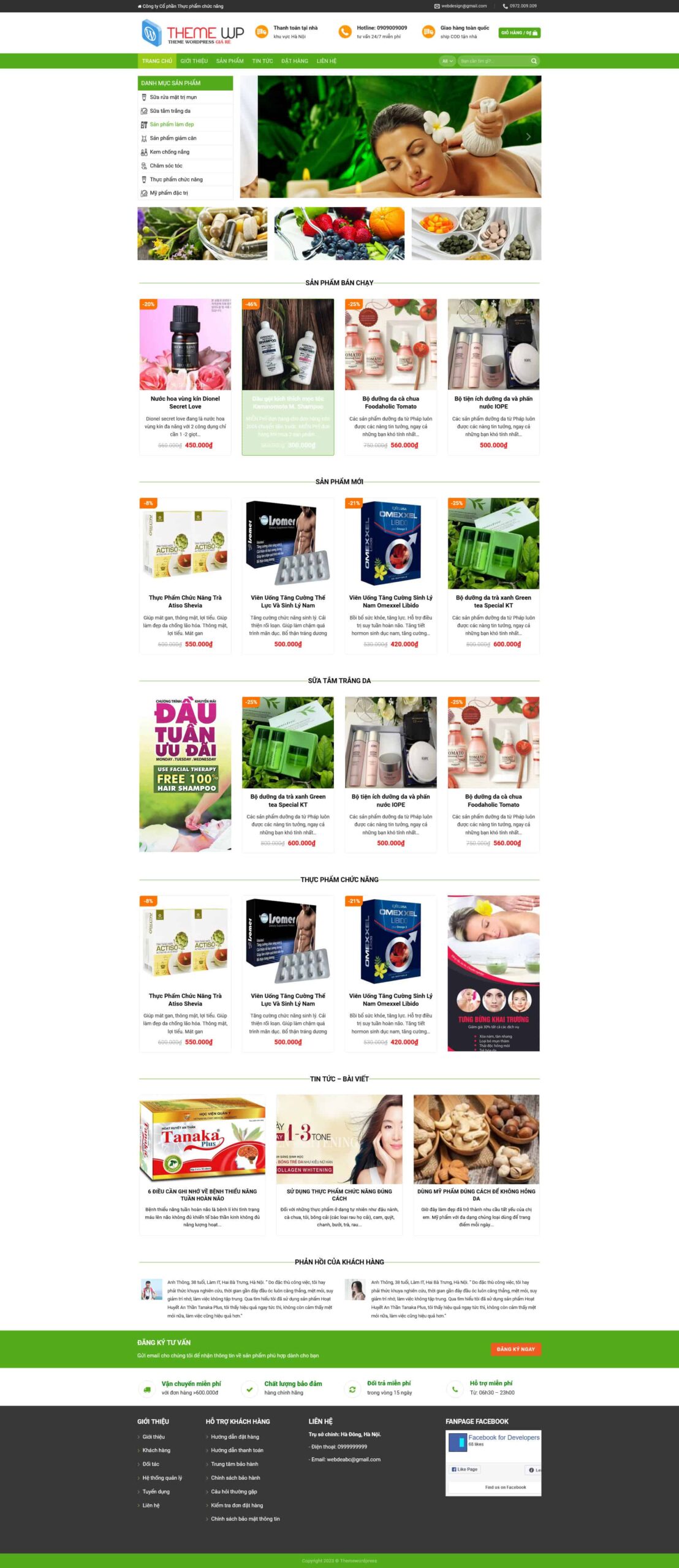 Website Mỹ Phẩm Làm Đẹp giao diện website bán hàng mỹ phẩm và sản phẩm làm đẹp chuyên nghiệp