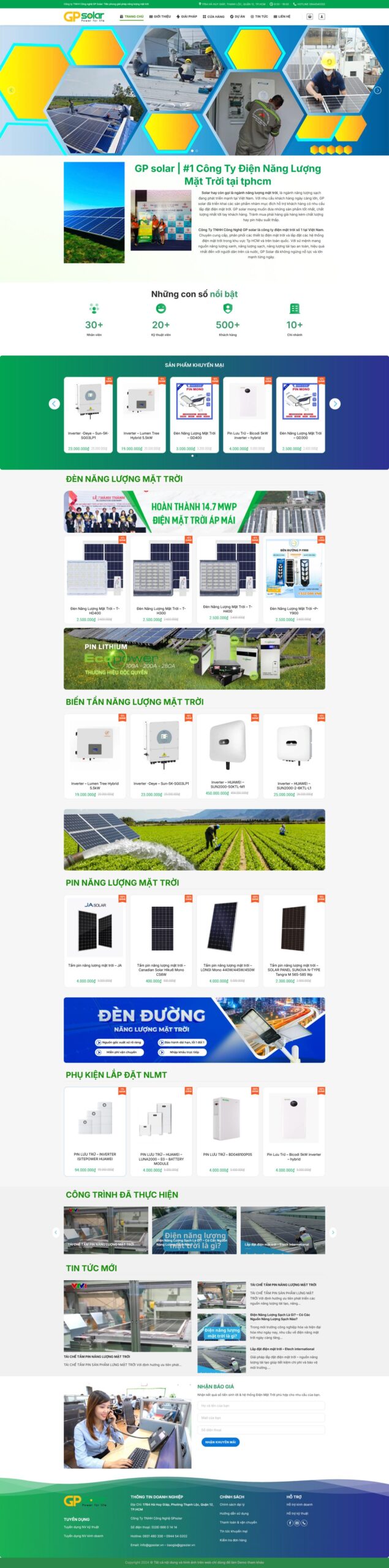 Giao diện Website Năng Lượng Mặt Trời Solar 03 chuẩn SEO cho công ty điện mặt trời