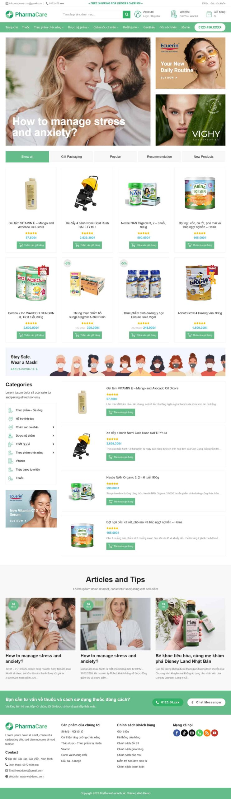 Website Nhà Thuốc 03 giao diện website bán thuốc và dược mỹ phẩm chuẩn SEO cho nhà thuốc kinh doanh online