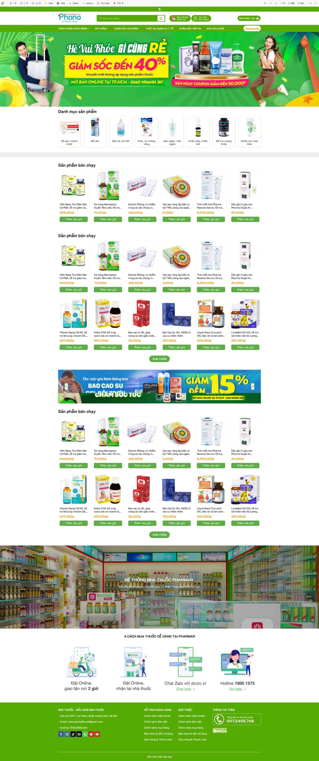 Website Nhà Thuốc 04 giao diện bán thuốc và thực phẩm chức năng chuẩn SEO cho nhà thuốc kinh doanh online