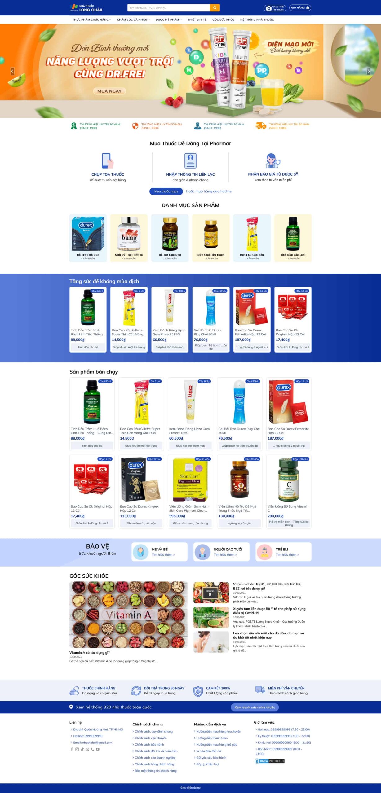 Website Nhà Thuốc 06 giao diện bán thuốc và sản phẩm sức khỏe chuẩn SEO cho nhà thuốc kinh doanh online