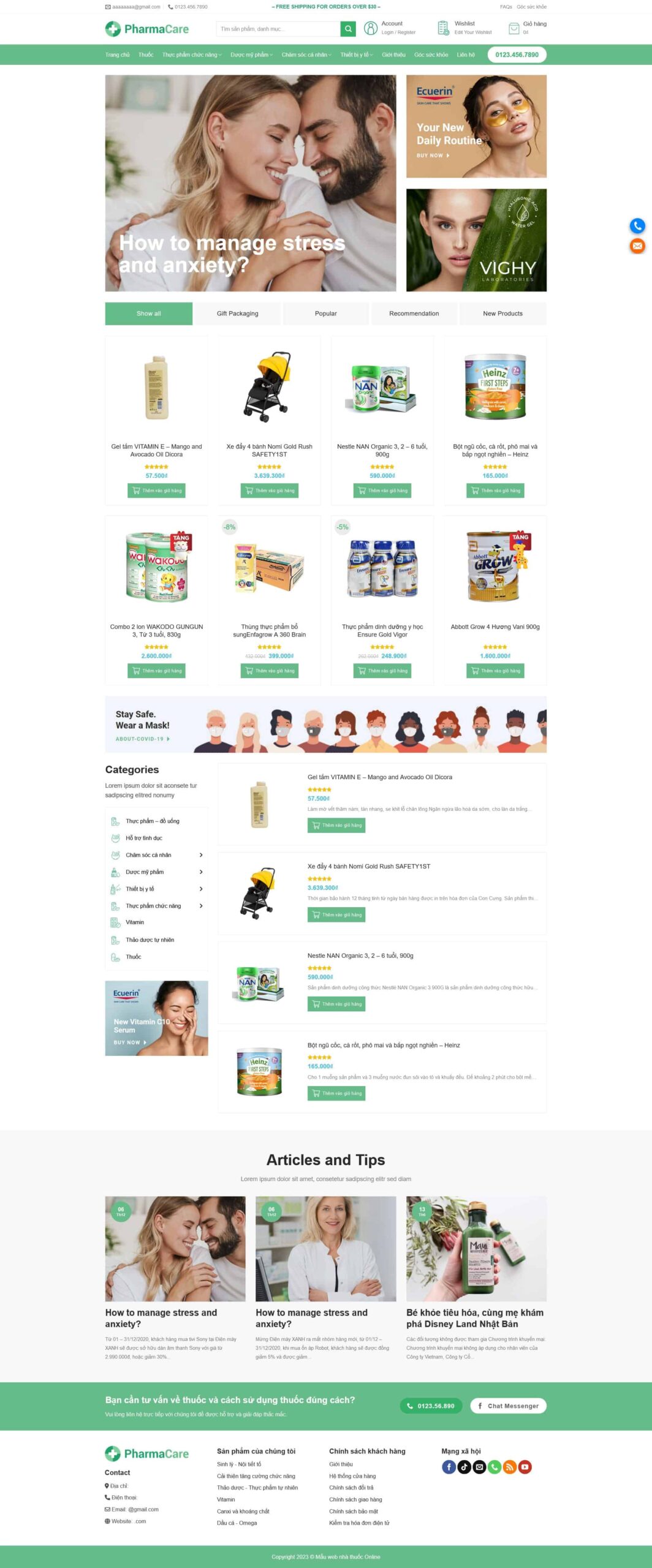 Website Nhà Thuốc giao diện website nhà thuốc trực tuyến hiện đại.