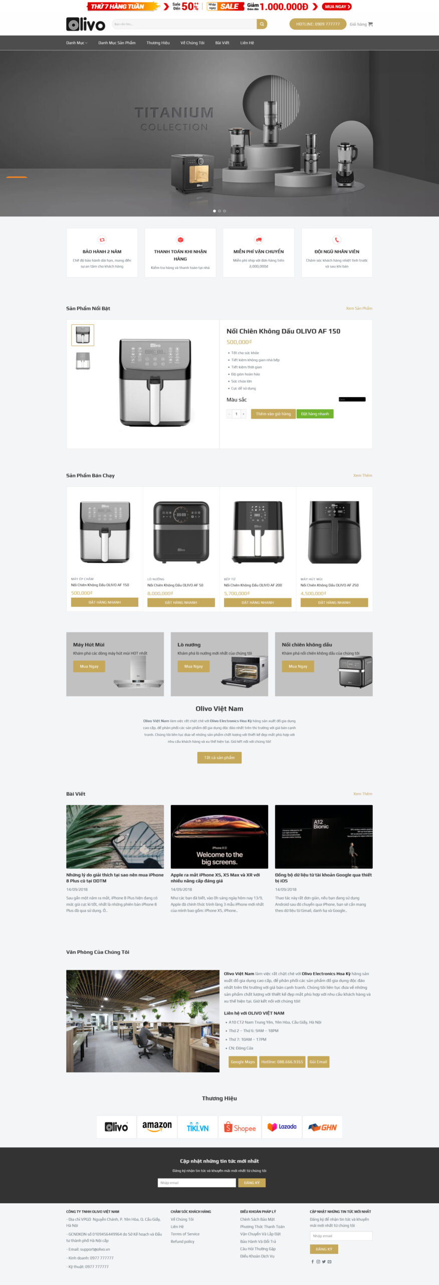 Website Nồi Chiên Không Dầu – giao diện website bán nồi chiên không dầu và gia dụng chuyên nghiệp