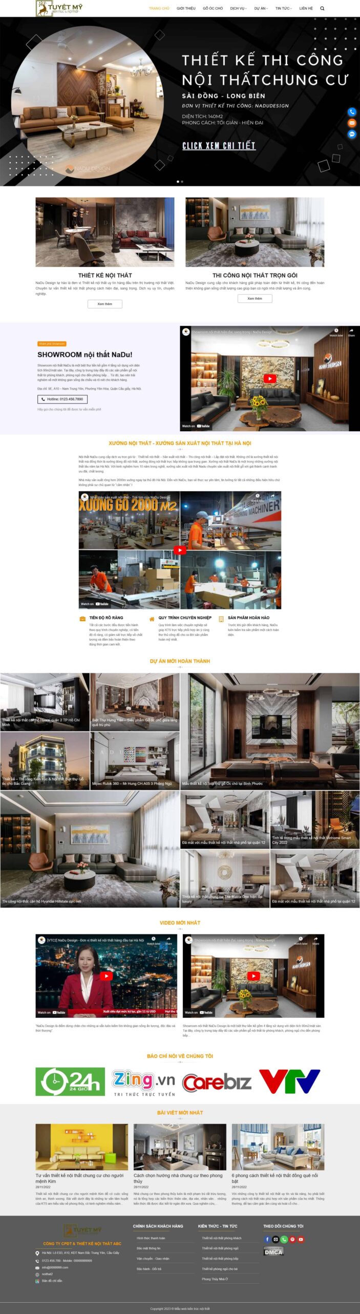 Website Nội Thất 02 – giao diện thiết kế thi công nội thất chuyên nghiệp