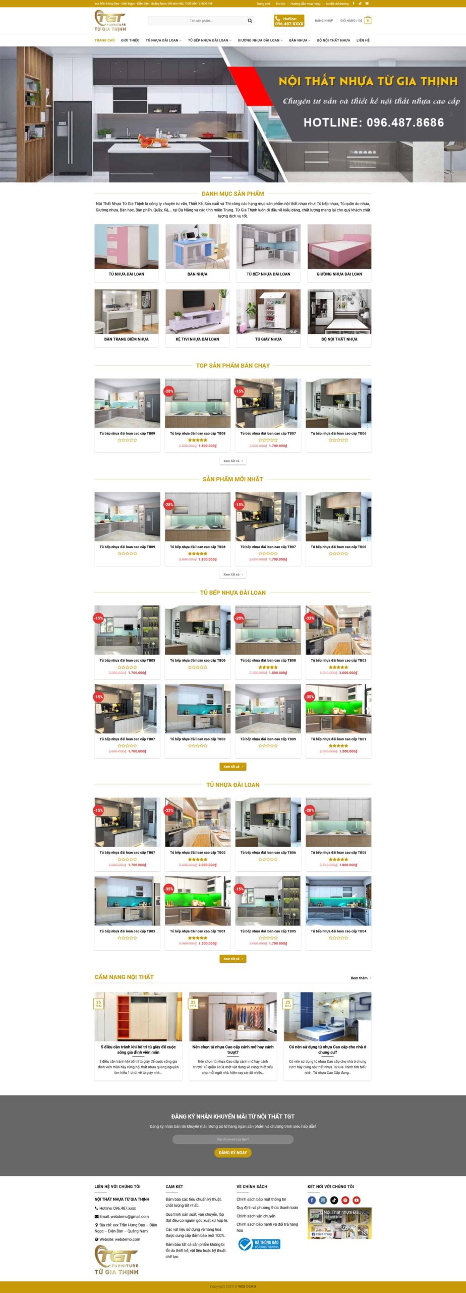 Website Nội Thất 29 giao diện website bán hàng nội thất nhựa hiển thị tủ bếp nhựa Đài Loan và sản phẩm nội thất nhựa cao cấp