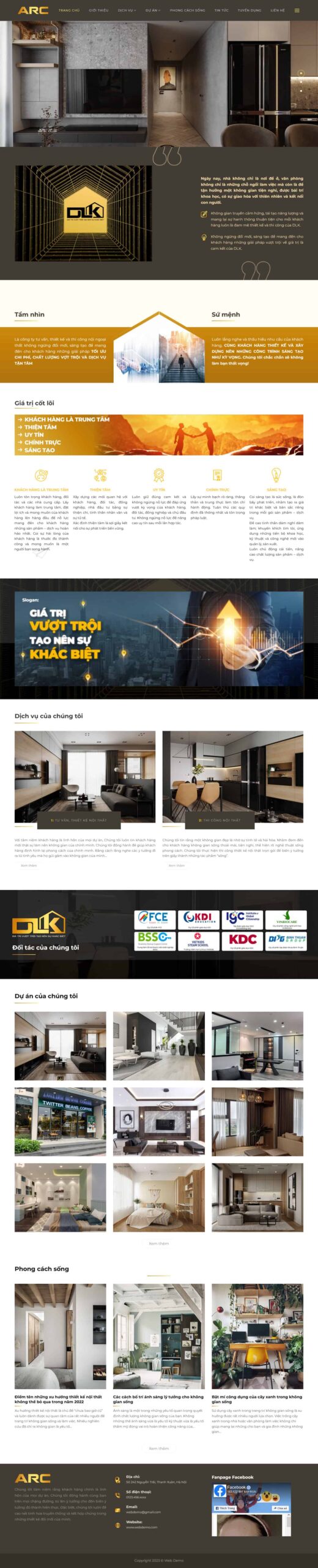 Website Nội Thất 36 giao diện website bán hàng nội thất thiết kế thi công cao cấp với hình ảnh không gian thực tế