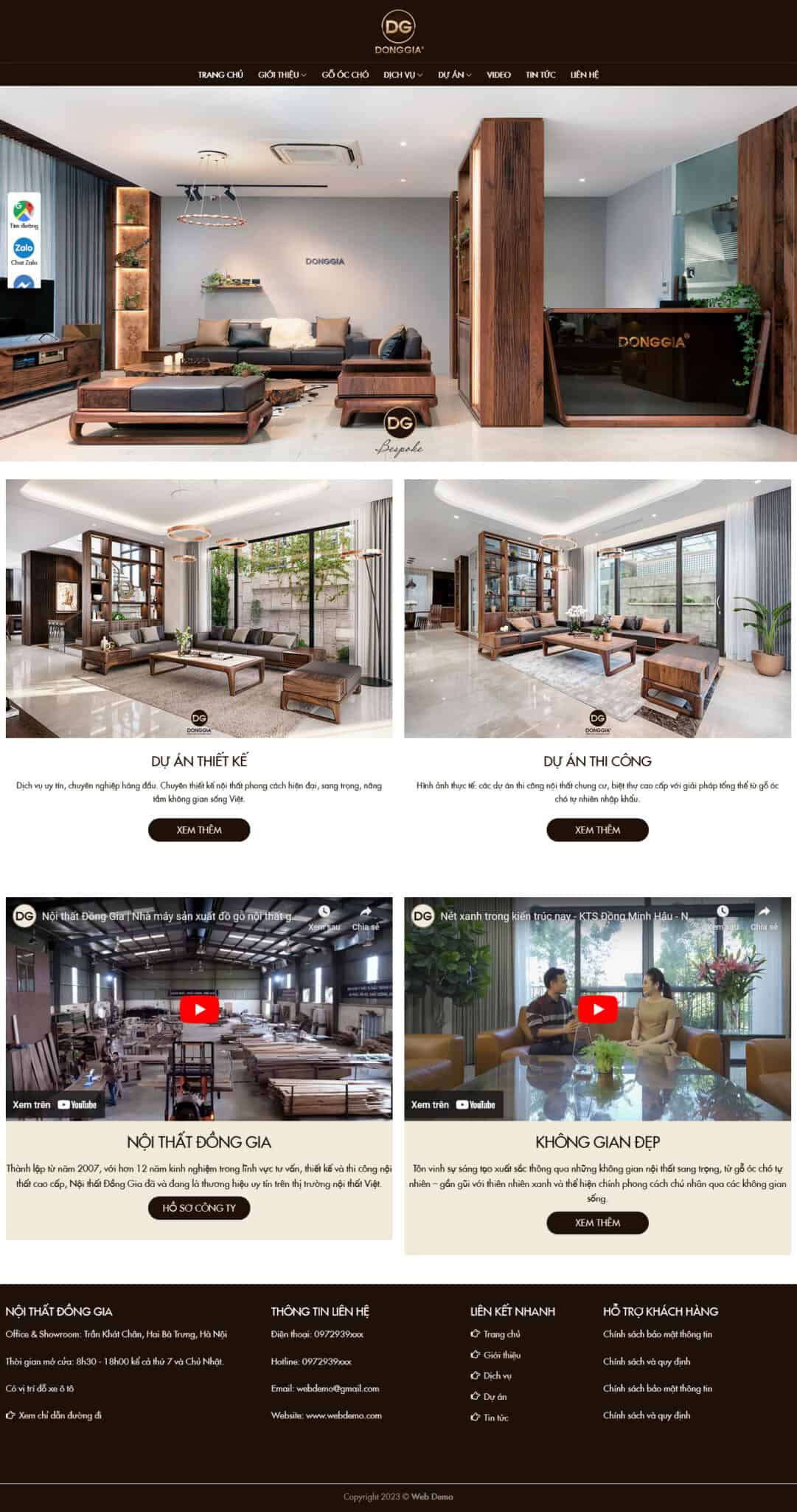 Website Nội Thất 38 giao diện website bán hàng nội thất thiết kế thi công gỗ cao cấp với hình ảnh không gian thực tế