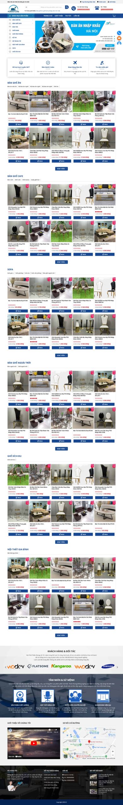 Website Nội Thất Bàn Ghế Văn Phòng giao diện website bán hàng nội thất trưng bày bàn ghế văn phòng và sản phẩm nội thất chuyên nghiệp