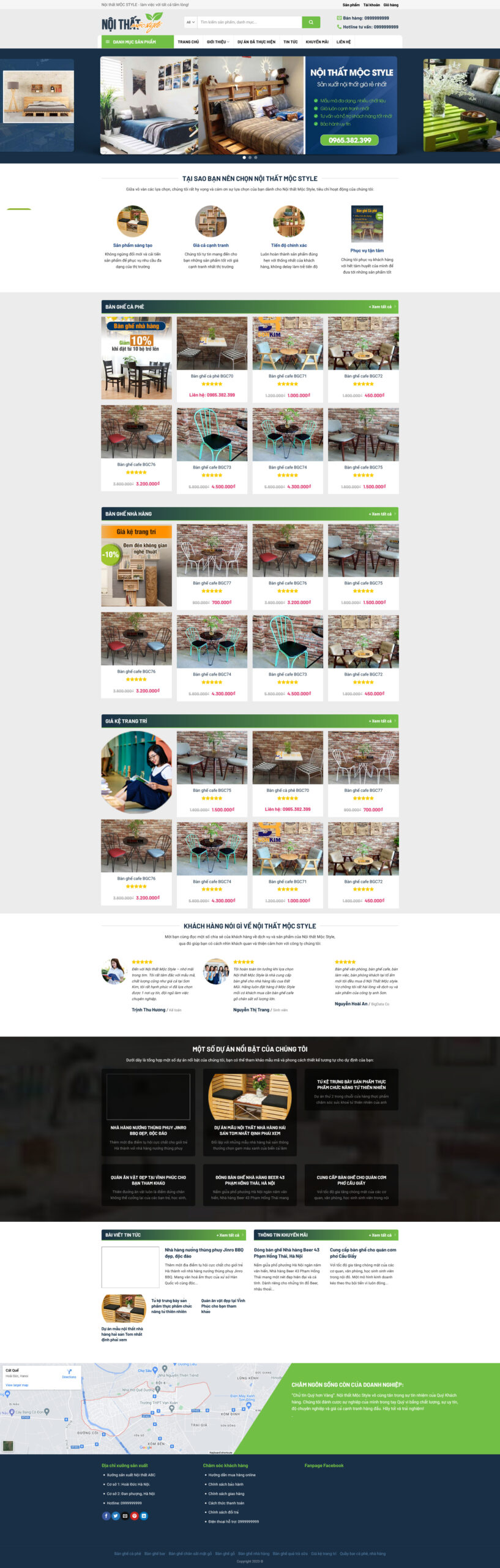 Website Nội Thất Bàn Ghế giao diện website bán hàng nội thất trưng bày sản phẩm bàn ghế chuyên nghiệp