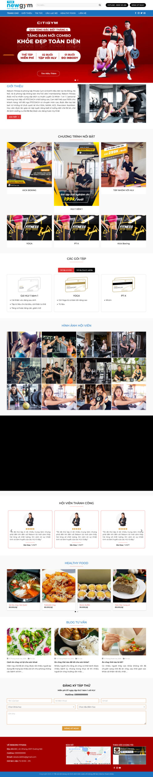 Website Phòng Tập Gym – giao diện website dịch vụ phòng tập gym fitness chuyên nghiệp