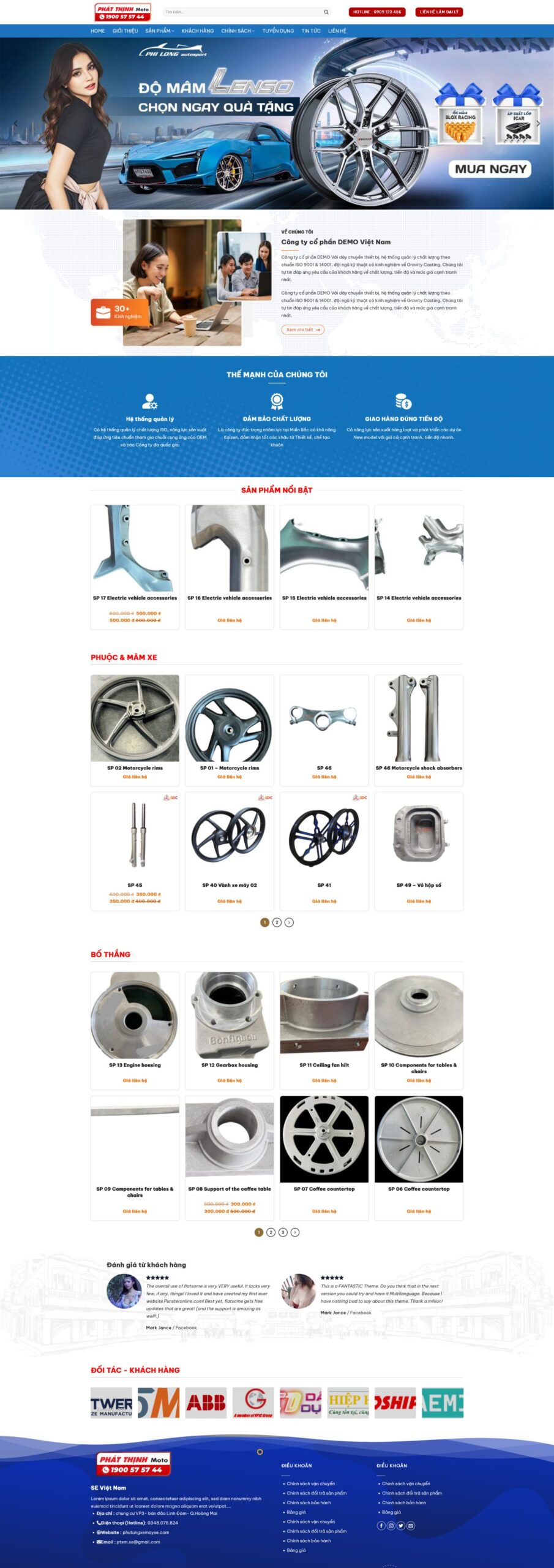 Giao diện Website Phụ Tùng Xe Máy – mẫu website xe máy chuẩn SEO