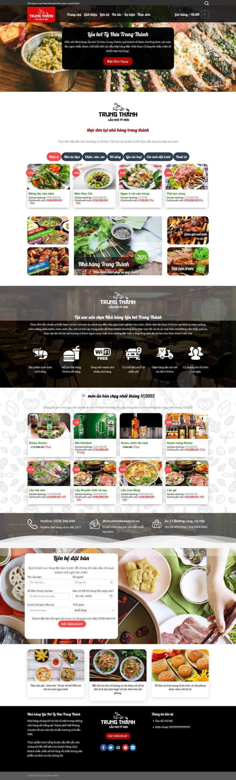 Website Quán Nhậu Nhà Hàng Ẩm Thực giao diện website bán hàng quán nhậu và nhà hàng ẩm thực chuyên nghiệp